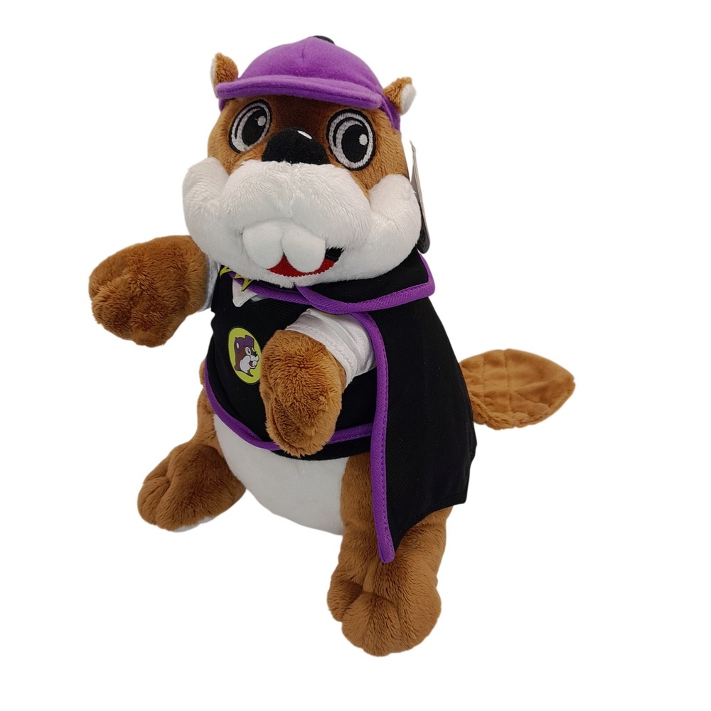 Buc-ee's Halloween Vampire Beaver Plush Stuffed Animal Mascot Purple Cape 10"